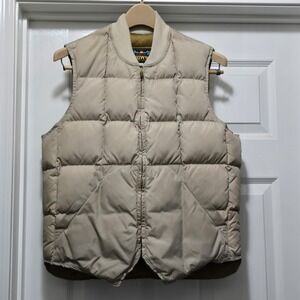 VTG 1960s Eddie Bauer‎ Down Vest Men's M Khaki Quilted Full Zip Puffer USA
